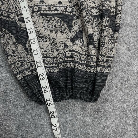 Kamana Harem Pants Womens Large Wide Leg Elephant Print Exterior Pocket Cotton - Picture 10 of 10